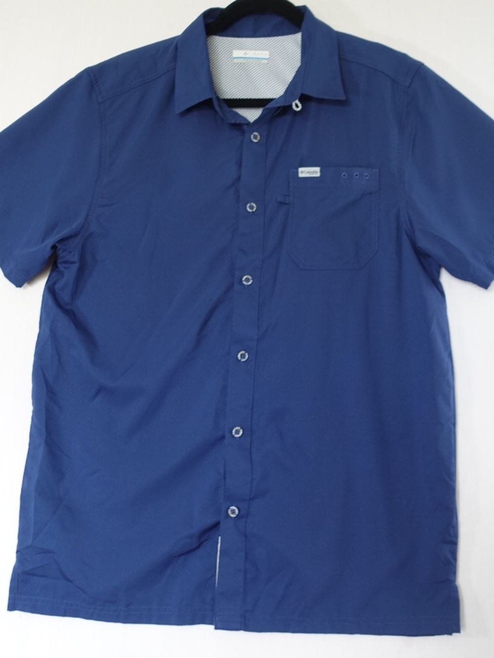 Columbia Men's PFG Shirt Men's S Navy Blue Slack Tide Camp Omni-Shade Omni-Wick